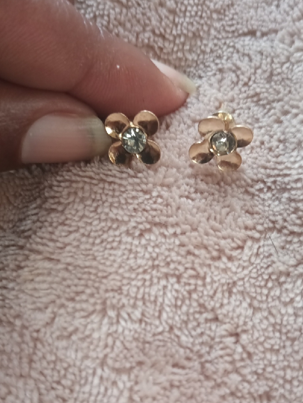 Gold Flower Crystal Stud Earrings - Women Jewelry